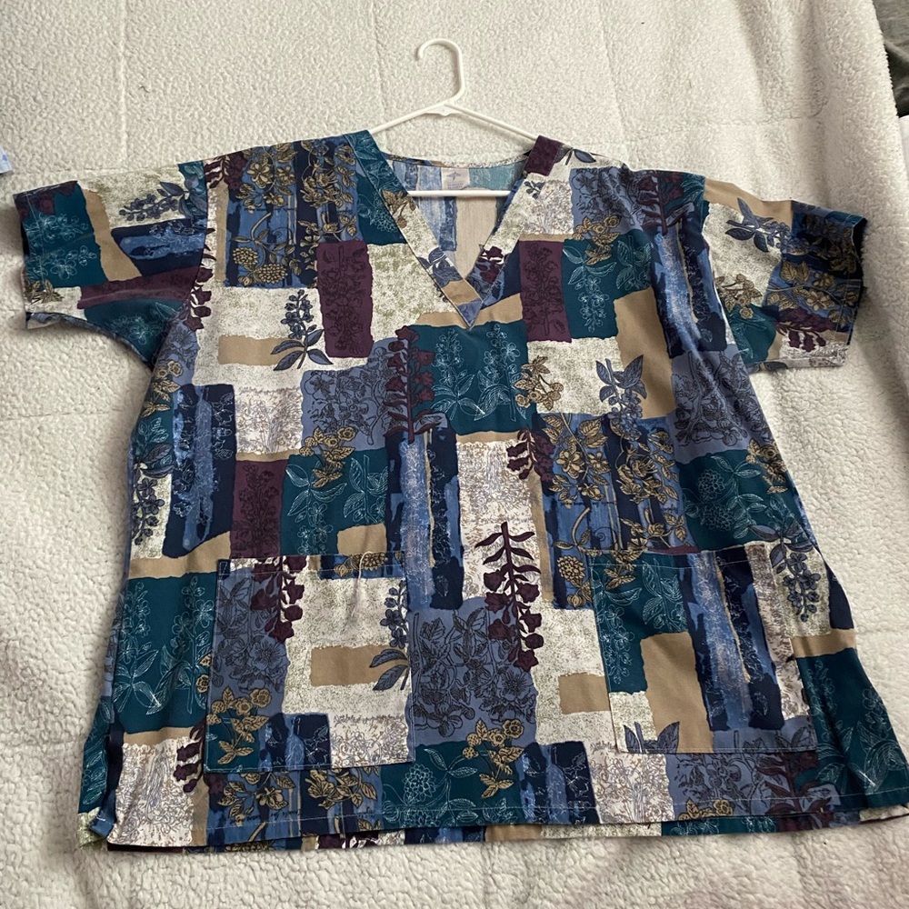 Medline ComfortEase Ladies V-Neck Two-Pocket Scrub Tops - Indigo Collage